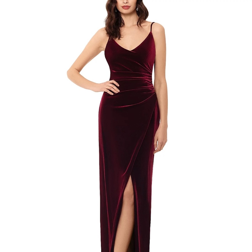 Aqua Velvet Gown | Burgundy Size 4 | Formal Dress